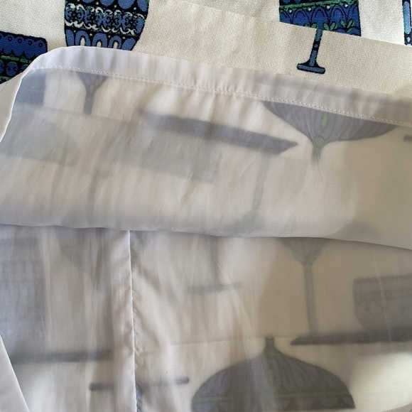 Talbots Cotton White Blue Cocktail Glasses Pencil Skirt Sz 4 - Picture 5 of 6